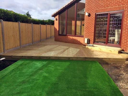 A garden in Castleford where we erected a fence, and laid decking and a lawn.